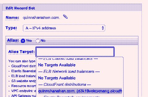 Route 53 config for cloudfront