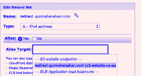Route 53 config for redirect.quinnshanahan.com