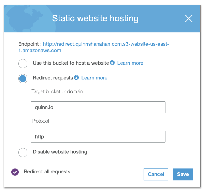 Static Website S3 Properties