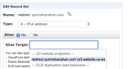 Route 53 config for redirect.quinnshanahan.com
